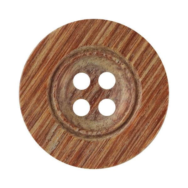 ウッドボタン 合板 ライン 4つ穴 20mm 茶 【4個入り】