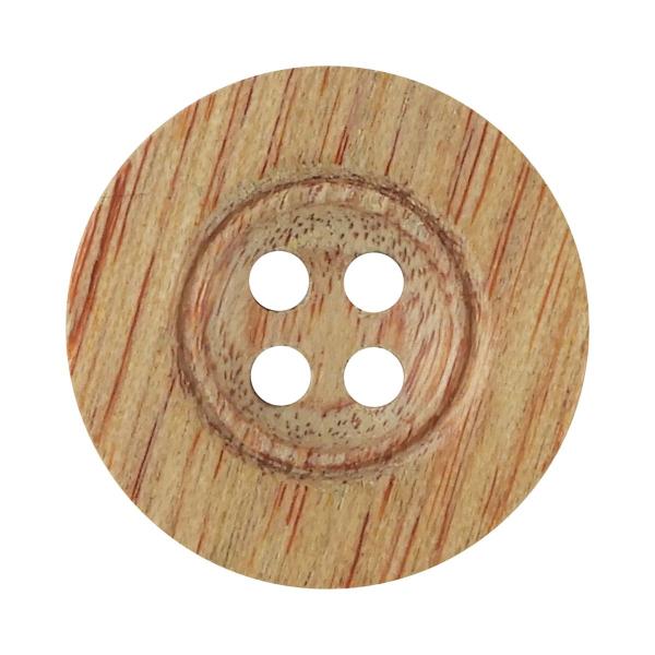 ウッドボタン 合板 ライン 4つ穴 18mm 茶 【5個入り】