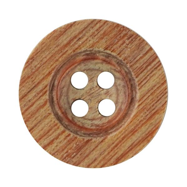 ウッドボタン 合板 ライン 4つ穴 15mm 茶 【6個入り】