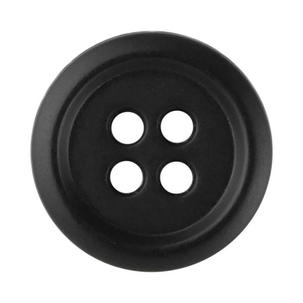 水牛調ボタン 4つ穴 15mm 黒 【5個入り】