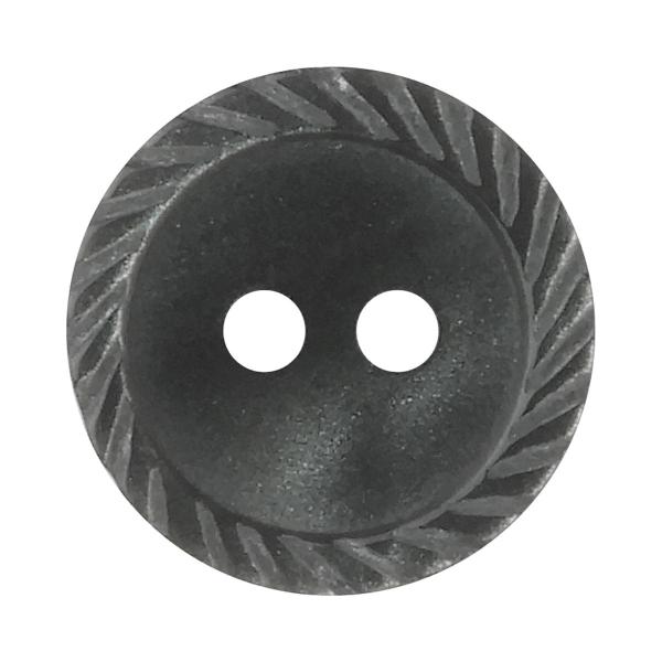 貝調シャツボタン 縄目 2つ穴 13mm 黒 【6個入り】