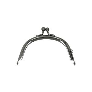 【日本製】 金属 がま口 丸型 横出しカン 8×4.5cm　【ブラックニッケル】