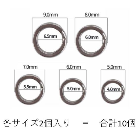 釣りマニア選定　スプリットリング(ステンレス）　5mmｘ２　6mmｘ２　7mmｘ２　8mmｘ２　10...