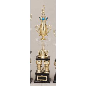 [T351D/N-3]トロフィー／4本柱／先端は金属製人形／高さ65cm