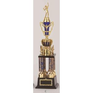 [T355C/N-3]トロフィー／4本柱／先端は金属製人形／高さ55cm