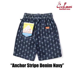 (COOKMAN)クックマン シェフパンツ Chef Pants Short (Anchor Stripe Denim)｜wins