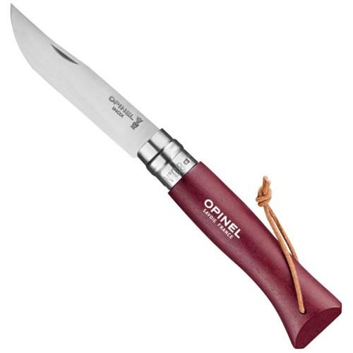 OPINEL オピネル ステンレススチール皮紐付#8 コロラマ バーガンディ