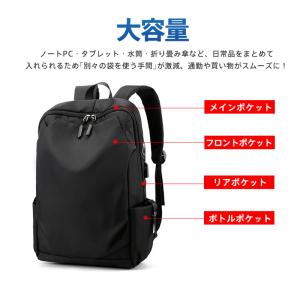 リュックサック メンズ レディース 無地 充電...の詳細画像3