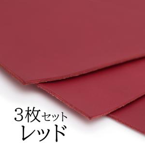 レザークラフト 革 ヌメ革 レッド A4 サイズ 3枚セット｜winwin-gajashose