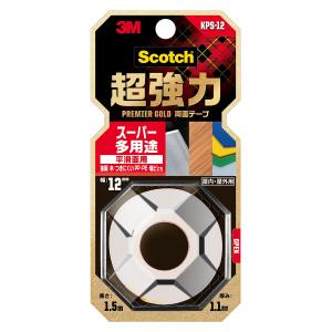 まとめ買い 8巻入 Scotch 超強力 両面テープ プレミアゴールド スーパー多用途 平滑面用 KPS-12 3M 幅12mm 長さ1.5m 厚み1.1mm M1｜wise-life