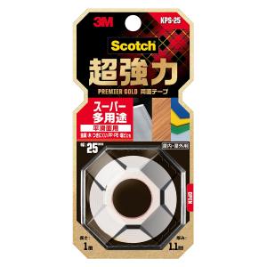 Scotch 超強力 両面テープ プレミアゴールド スーパー多用途 平滑面用 KPS-25 3M 幅25mm 長さ1m 厚み1.1mm M6｜wise-life