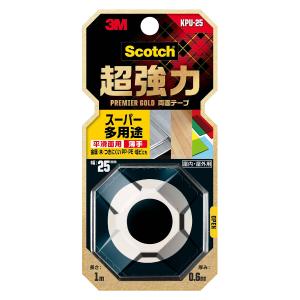 Scotch 超強力 両面テープ プレミアゴールド スーパー多用途 平滑面用 薄手 KPU-25 3M 幅25mm 長さ1m 厚み0.6mm M6｜wise-life