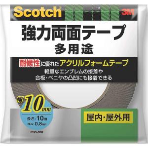 まとめ買い 4巻入 Scotch 強力両面テープ 多用途 PSD-10R 3M 屋内 屋外用 幅10mm 長さ10m 厚み0.8mm M1｜wise-life