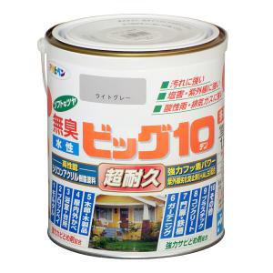 水性ビッグ10 多用途 1.6L ライトグレー アサヒペン 超耐久 無臭 強力カビどめ剤配合 強力サビどめ剤配合 水性塗料｜wise-life