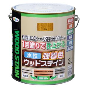 塗料 水性強着色ウッドステイン 3L パイン アサヒペン 水性塗料 ペンキ 水性 水性ペンキ 防腐剤 木材 ウッドデッキ 塗料 防カビ 防虫 撥水 防藻