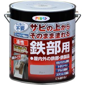 まとめ買い 4缶入 油性高耐久鉄部用 グレー 3L アサヒペン サビ落とし不要 速乾タイプ 屋内外の鉄部・鉄製品 油性塗料｜wise-life