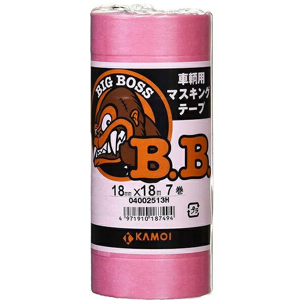 車輌用マスキングテープ BIG BOSS 車両塗装用 ピンク 18mm×18m×7巻 カモ井加工紙 ...