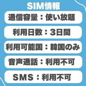 韓国SIM 利用日数3日間 データ通信 使い放...の詳細画像1