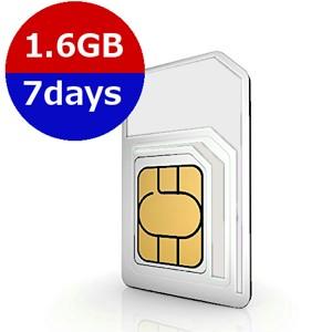 韓国・日本 ２ヵ国利用プリペイドSIMカード　7日間　4Ｇ/3Ｇデータ通信1.6GB