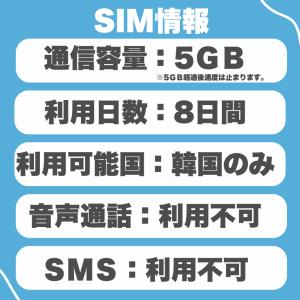 韓国SIM データ容量5GB 利用日数8日 4...の詳細画像1