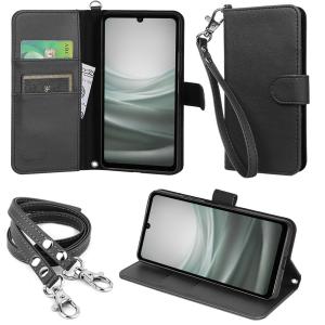 wisers ストラップ2種付 スマホケース AQUOS sense7 SH-53C SHG10 SIMフリー SH-M24 [2022 年 新型] Sharp docomo ドコモ au エーユー