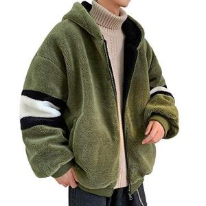 フリースジャケット  OUYe ボアジャケットメンズ モッズコート アウター 裏起毛 モコモコ