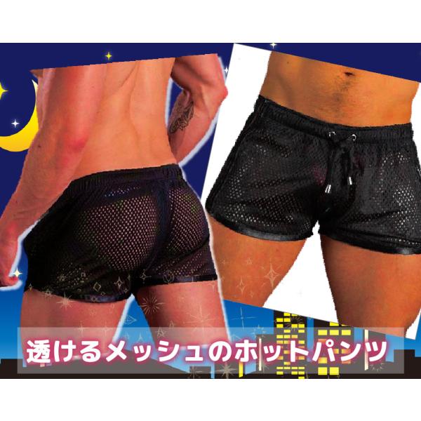 メンズ メッシュ 透ける セクシー ホットパンツ ショートパンツ ショーツ 過激 エッチ【ベリーショ...