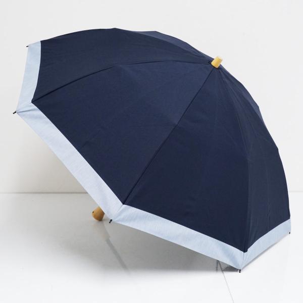 サンバリア100 完全遮光折日傘 USED品 2段折 コンビ ネイビー フロストブルー バイカラー ...