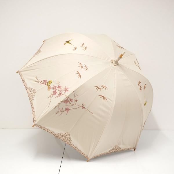 晴雨兼用日傘 chinoiserie modern シノワズリーモダン USED品 四君子 モカ 刺...