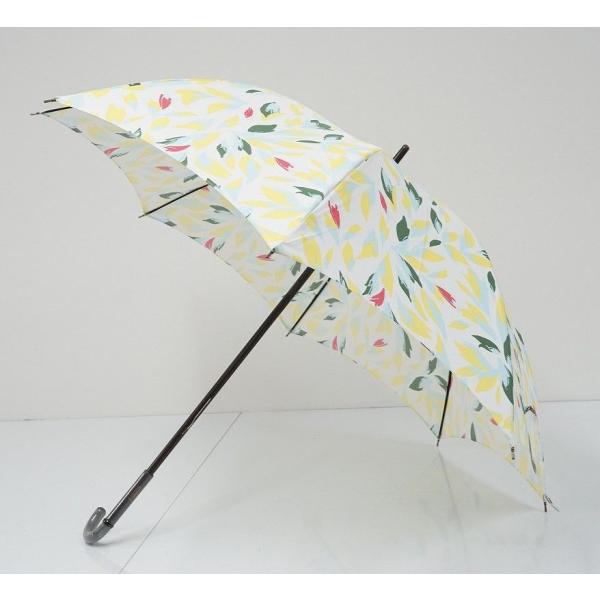 傘 cocca コッカ  USED美品 ボタニカル柄 ホワイト×イエロー 55cm S1115
