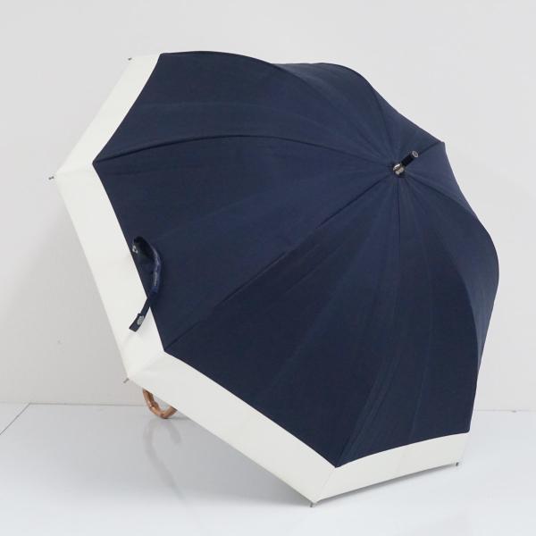 完全遮光日傘 芦屋ロサブラン USED品 ショートサイズ コンビ ネイビー アイボリー UV 遮光 ...
