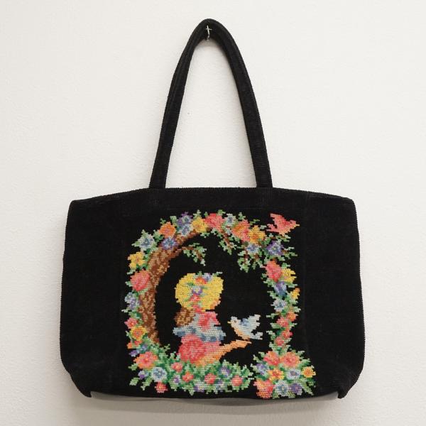 FEILER フェイラー ハンドバッグ 女の子 小鳥 青い鳥 花 ブランド レディース  USED美...