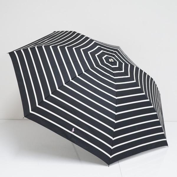 折りたたみ傘 POLO RALPH LAUREN ポロラルフローレン USED美品 ボーダー ブラッ...