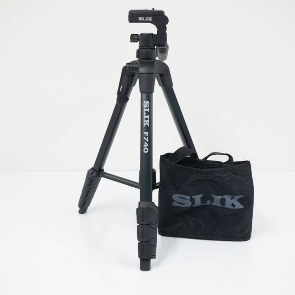 SLIK F740 ファミリー向け三脚 USED品 スリック 3Way雲台 3段 三脚ケースなし 完...