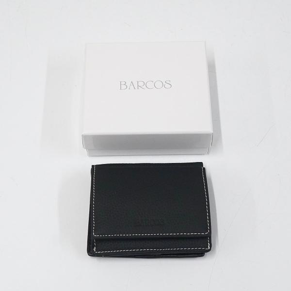 BARCOS バルコス シュリンクレザーミニウォレット USED超美品 財布 二つ折り ブラック コ...