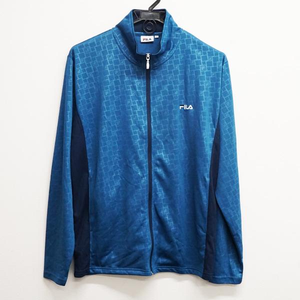 FILA フィラ エンボススタンドジャケット USED美品 メンズ Lサイズ FM6556 ブルー ...