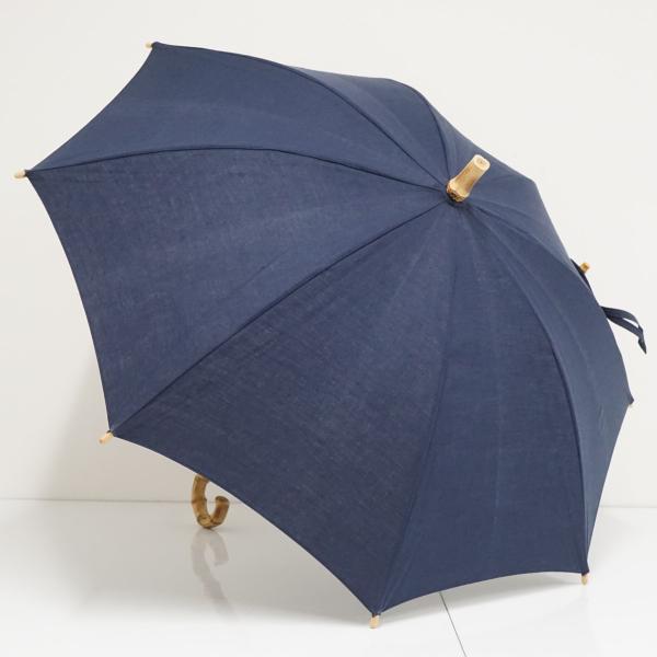 日傘 utilite ユティリテ USED美品 晴雨兼用 麻素材 ネイビー シンプル バンブー UV...