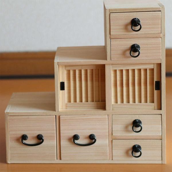 小物入れ　手作り 木製　ミニチュア　雑貨　1点もの　階段箪笥