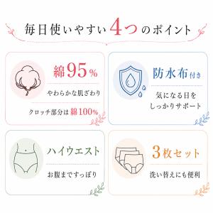 サニタリーショーツ 3枚セット 防水布付きショ...の詳細画像2