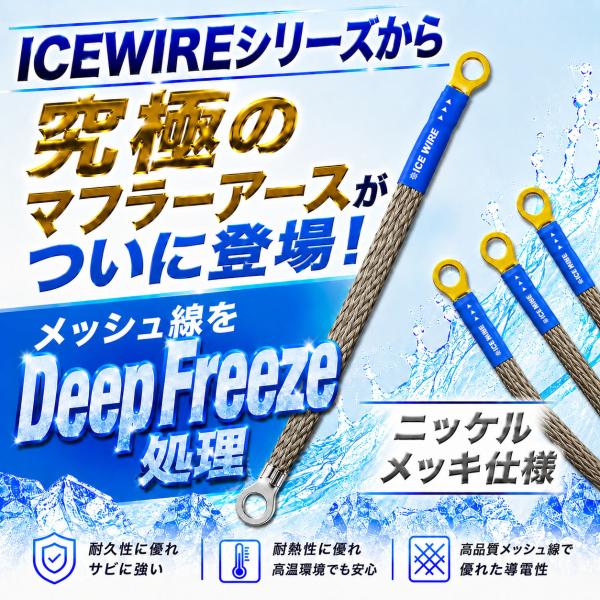 究極のマフラーアース【30cm】1本 ICEWIREシリーズ WITHレーシングプロジェクト ニッケ...