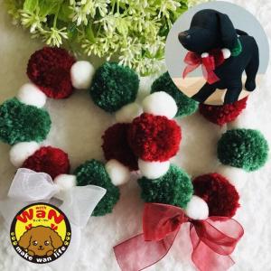 犬 クリスマス ボンボンチョーカー ハンドメイド サンタクロース 猫 服 ボールネックレス ぽんぽん アクセサリー チョーカー withwan