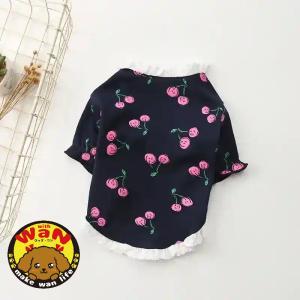 犬 服 さくらんぼフリルTシャツ かわいい おしゃれ チェリー 春服 秋服 冬服 ドッグウェア 小型犬 犬服 犬の服  ウィズワン 爆買