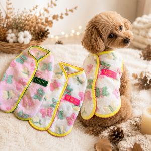 犬 服 うちの子 名前入り フリース ベスト ハンドメイド 刺繍 重ね着 防寒 名入れ 背中開き ドッグウェア 犬服 おしゃれ かわいい  withwan 爆買