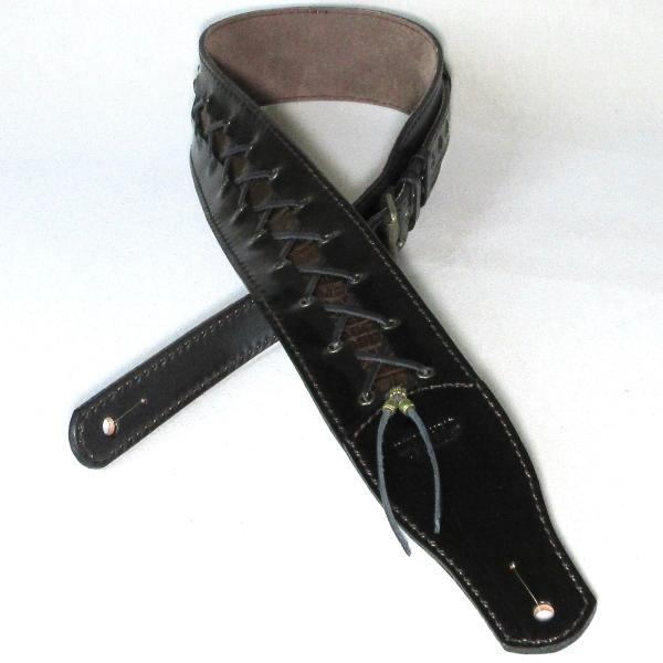 本革製ギター・ストラップ（編み上げ／ワニ革）