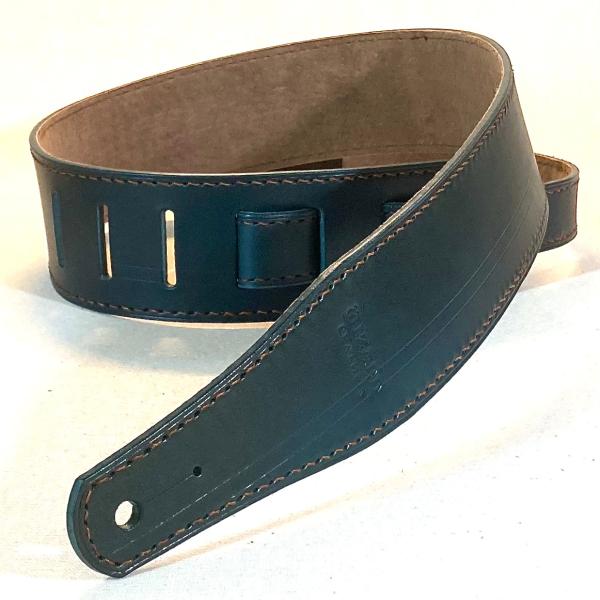 本革製ギター・ストラップ 60mm（イタリアンレザー／ネイビー）