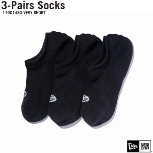 ニューエラ NEW ERA 11901483 3Pairs VERY SHORT SOCKS ブラック 2セットまでネコポス可｜wizard