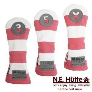 ヘッドカバー エヌ.イー.ヒュッテ N.E.Hutte 帆布キャンバスシリーズ フェアウェイウッド用 ボーダー ホワイト/ピンク