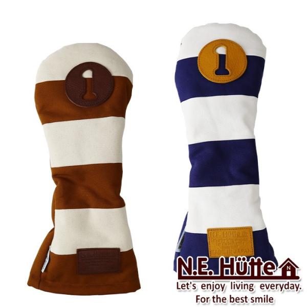 ヘッドカバー エヌ.イー.ヒュッテ N.E.Hutte 帆布キャンバスシリーズ ドライバー用 ボーダ...