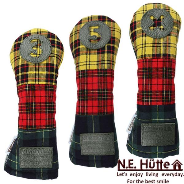 エヌ.イー.ヒュッテ N.E.Hutte クレイジーチェック フェアウェイウッド用 ヘッドカバー