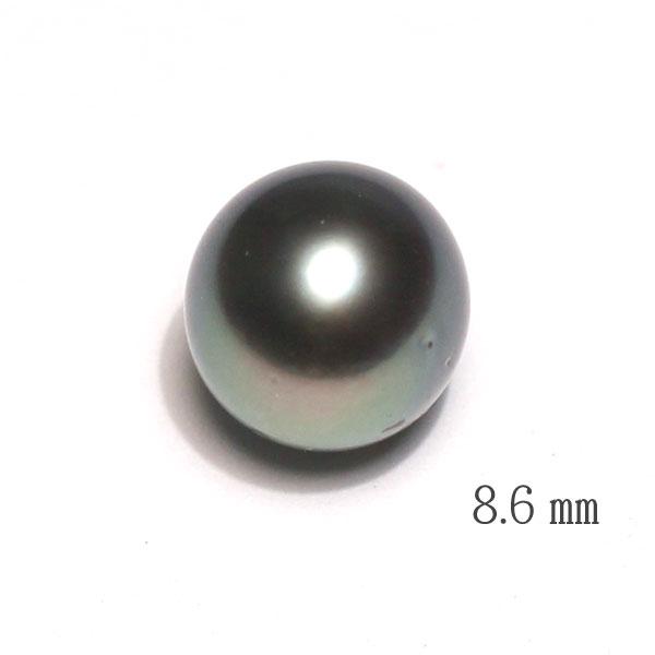 宝石ルース クロチョウ真珠1珠ルース 片穴あき グレー色 約8.5mm×8.7mm ニアラウンド〜セ...